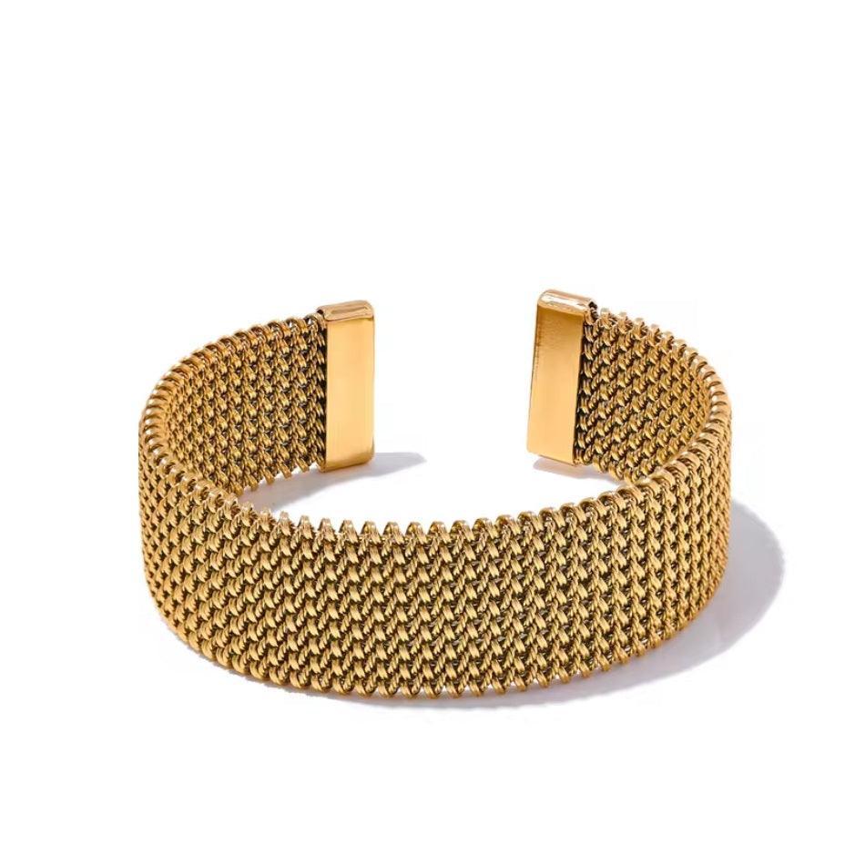 Wide Mesh Bangle Bracelet - Val Royce Jewellery