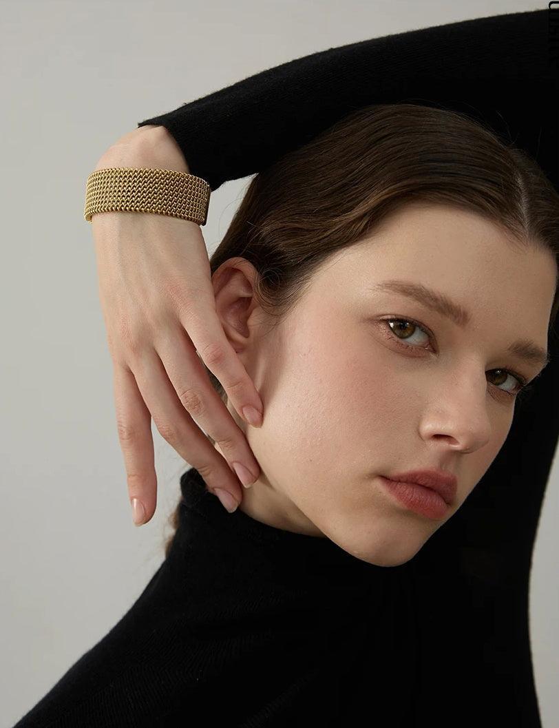 Wide Mesh Bangle Bracelet - Val Royce Jewellery
