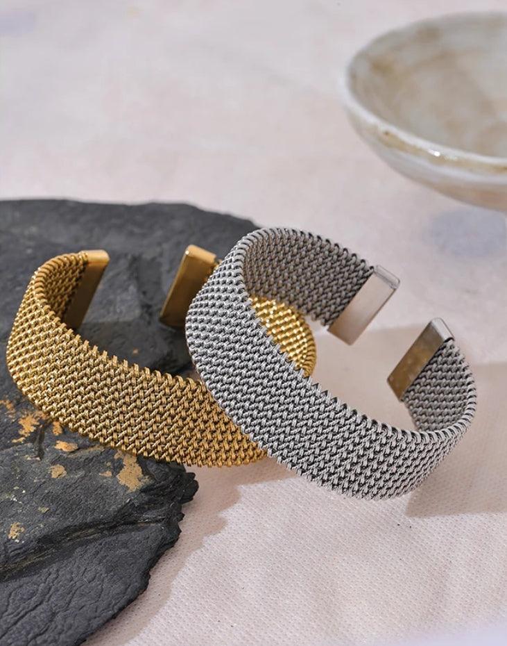 Wide Mesh Bangle Bracelet - Val Royce Jewellery