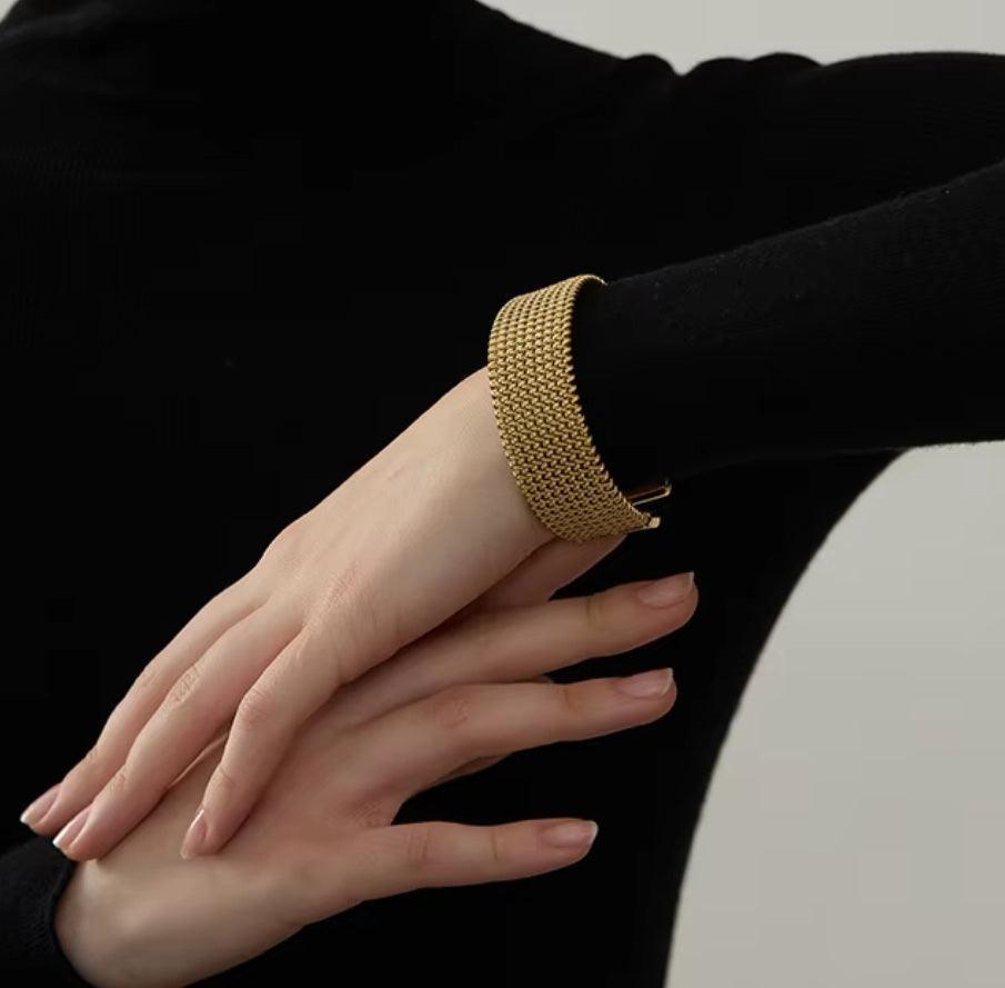 Wide Mesh Bangle Bracelet - Val Royce Jewellery