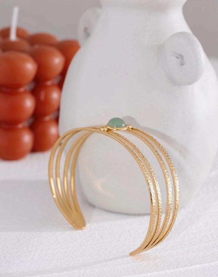 Green Stone Charm Bangle - Val Royce Jewellery