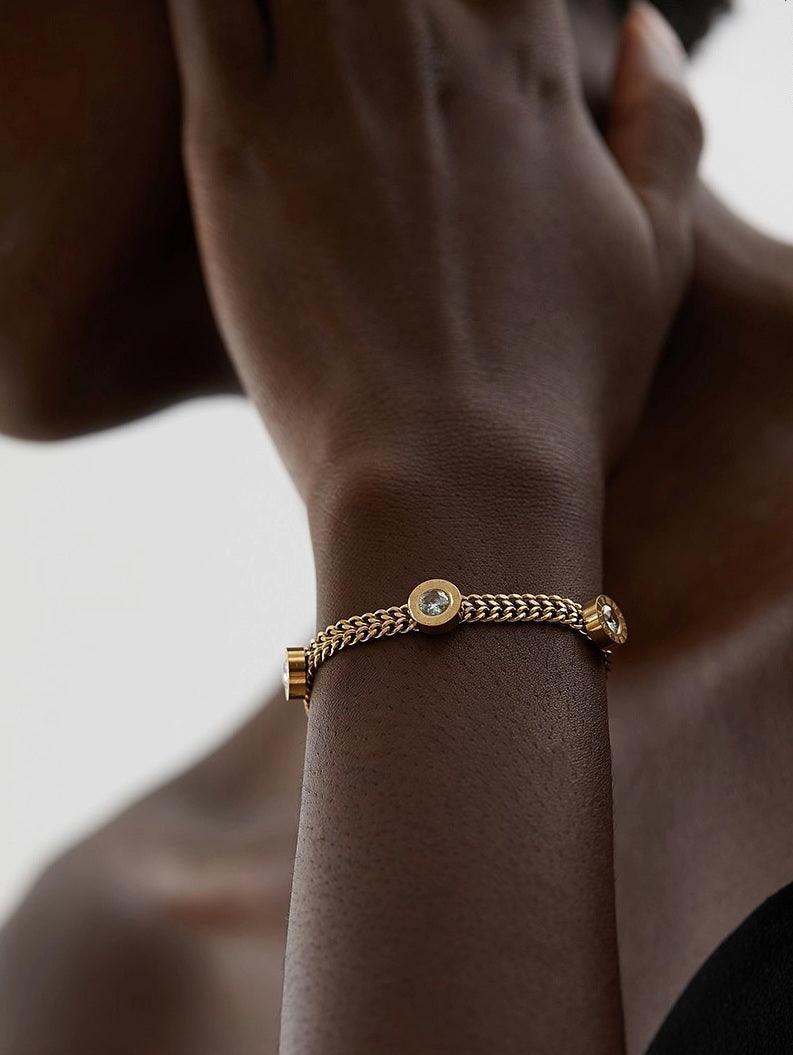 Three Stone Chain Bracelet - Val Royce Jewellery