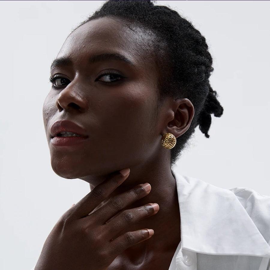Lattice Domed Stud Earrings - Val Royce Jewellery