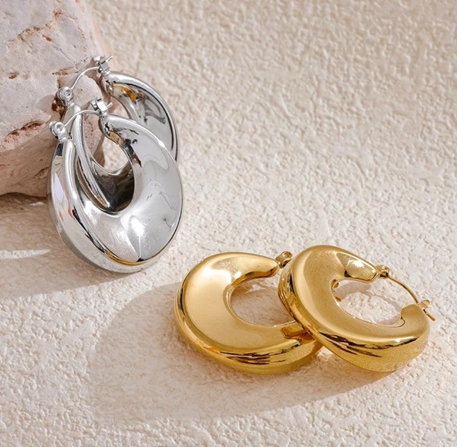 Caved Crescent Hoop Earrings - Val Royce Jewellery