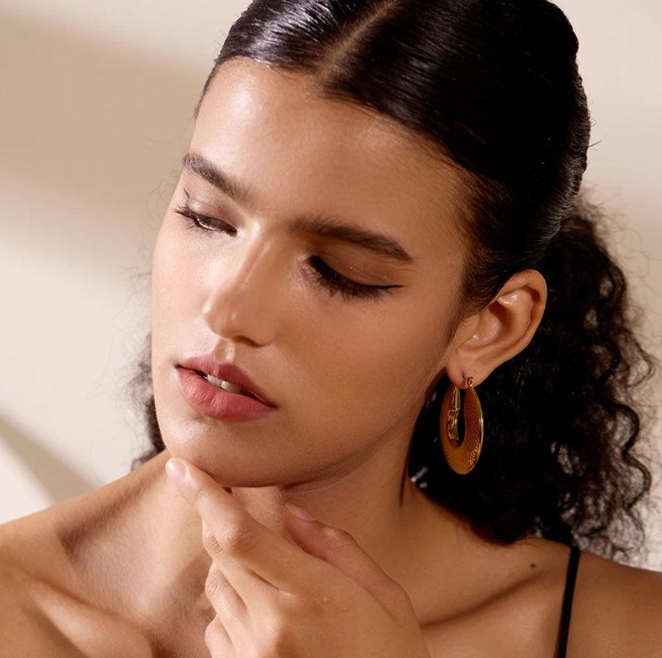 Ribbed Hoop Earrings - Val Royce Jewellery