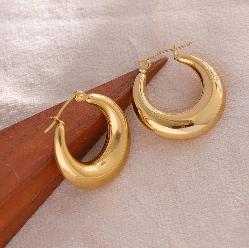 Smooth Crescent Hoop Earrings - Val Royce Jewellery