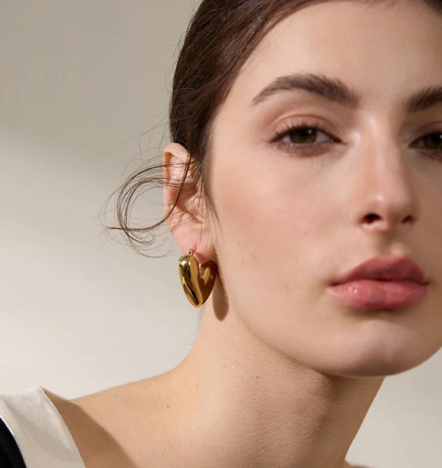 Chunky V Heart Hoop Earrings - Val Royce Jewellery