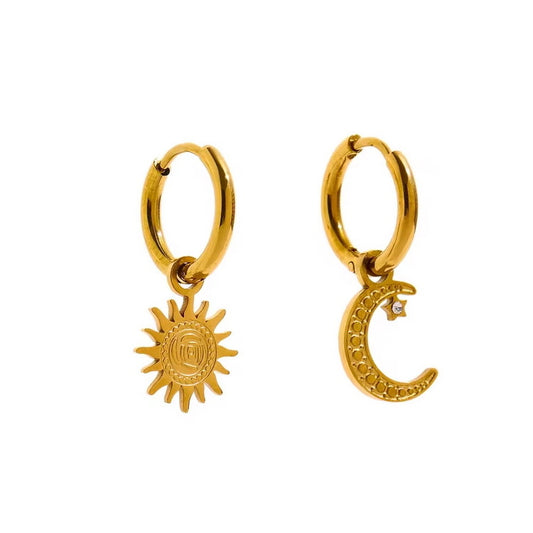 Sun and Moon Drop Earrings