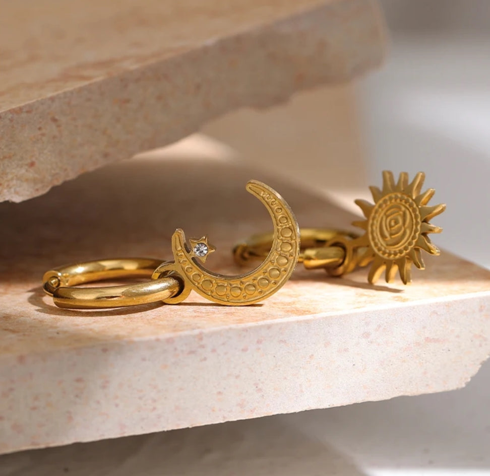 Sun and Moon Drop Earrings