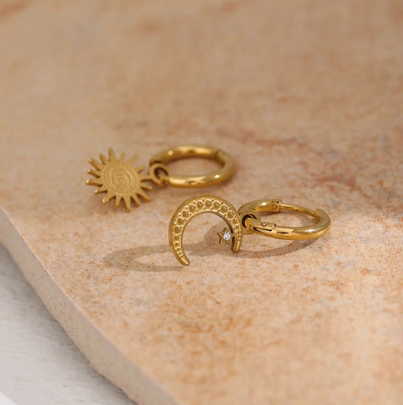 Sun and Moon Drop Earrings