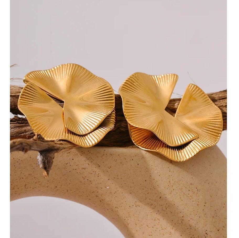 Statement Ridged Flower Stud Earrings - Val Royce Jewellery