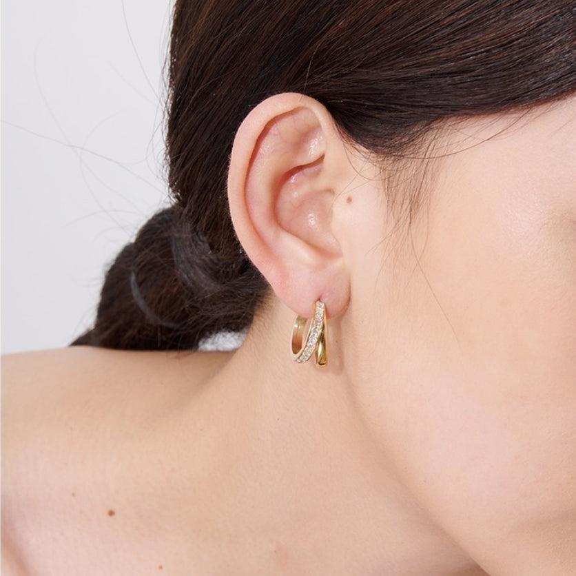 Dual Paved Hoop Earrings - Val Royce Jewellery