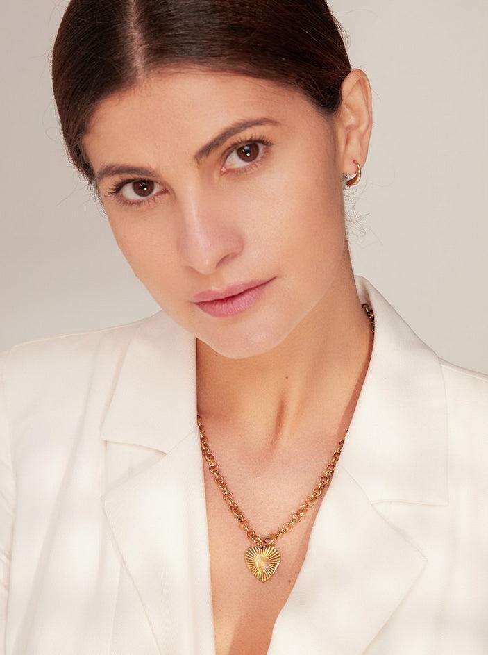 Ridged Heart Front Clasp Necklace - Val Royce Jewellery