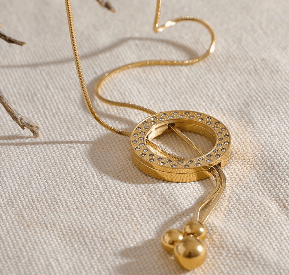 Studded Halo Pendant Negligee Necklace - Val Royce Jewellery
