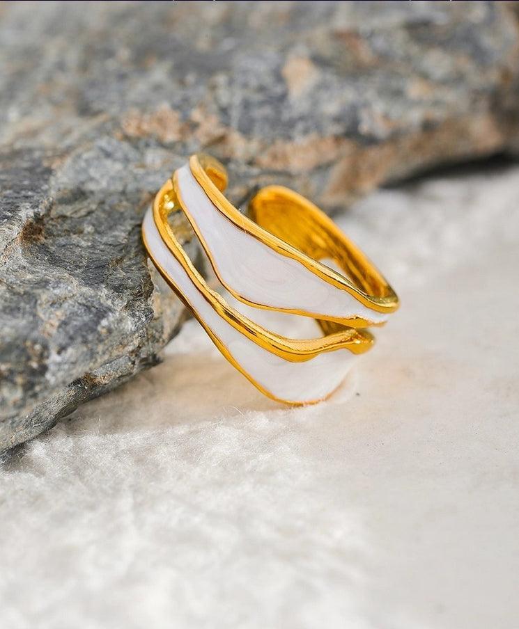 Enamel Molten Double Band Ring - Val Royce Jewellery