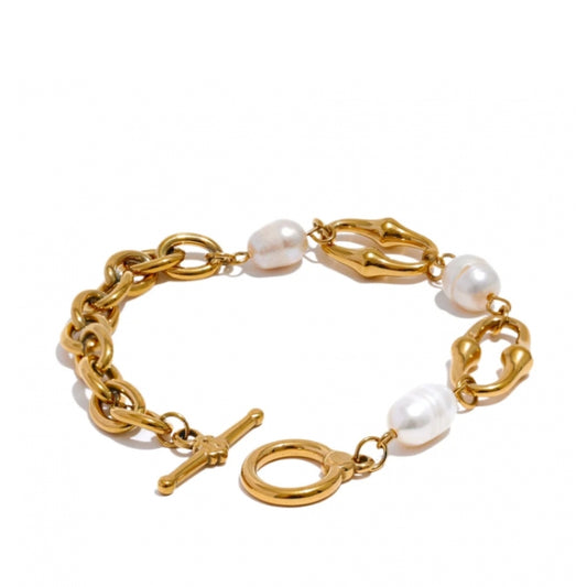 Pearl Chain T Lock Bracelet