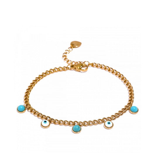 Turqouise Eye Charm Chain Bracelet