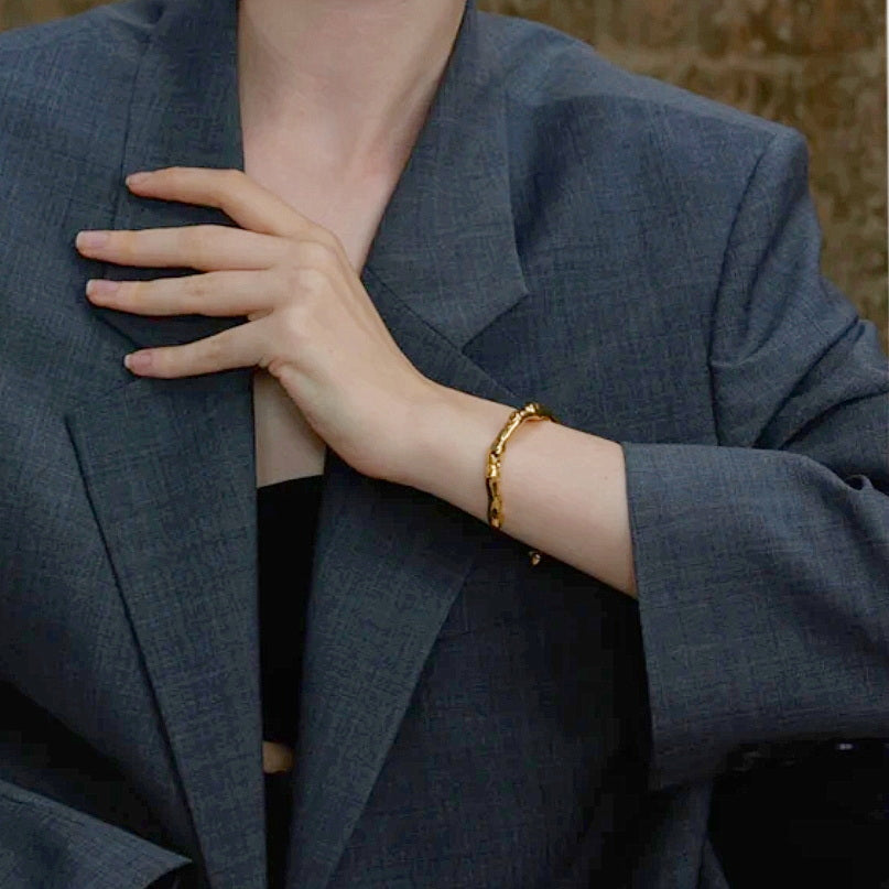 Hammered Gold Bangle