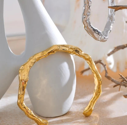 Hammered Gold Bangle