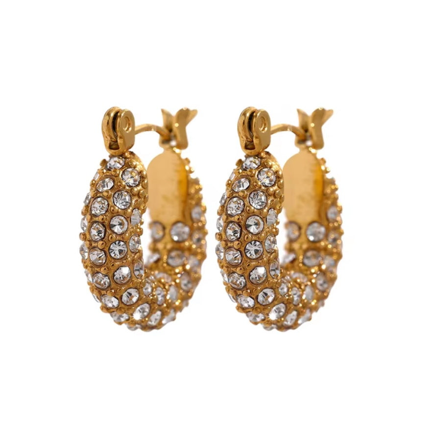 CZ Studded Huggie Earrings