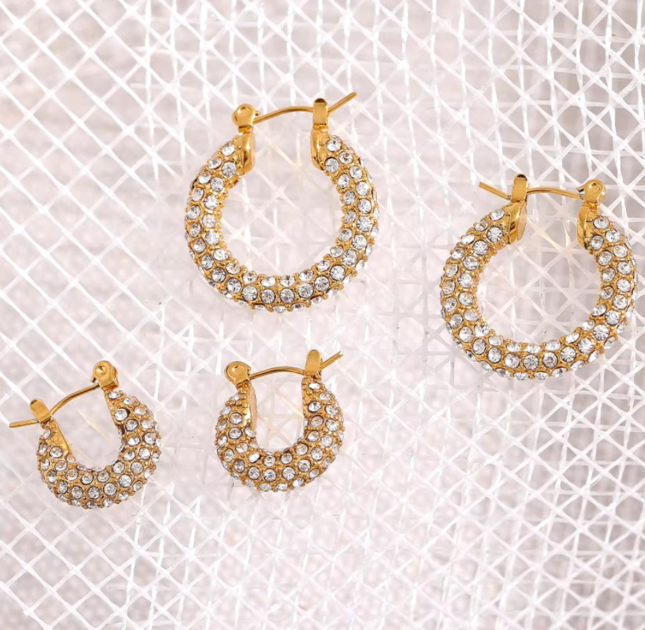 CZ Studded Huggie Earrings