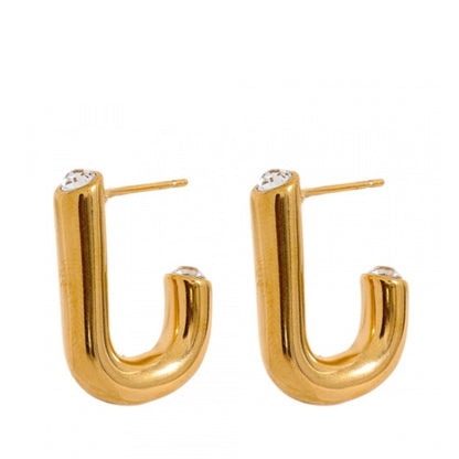 J Curve Shaped CZ Stud Earrings