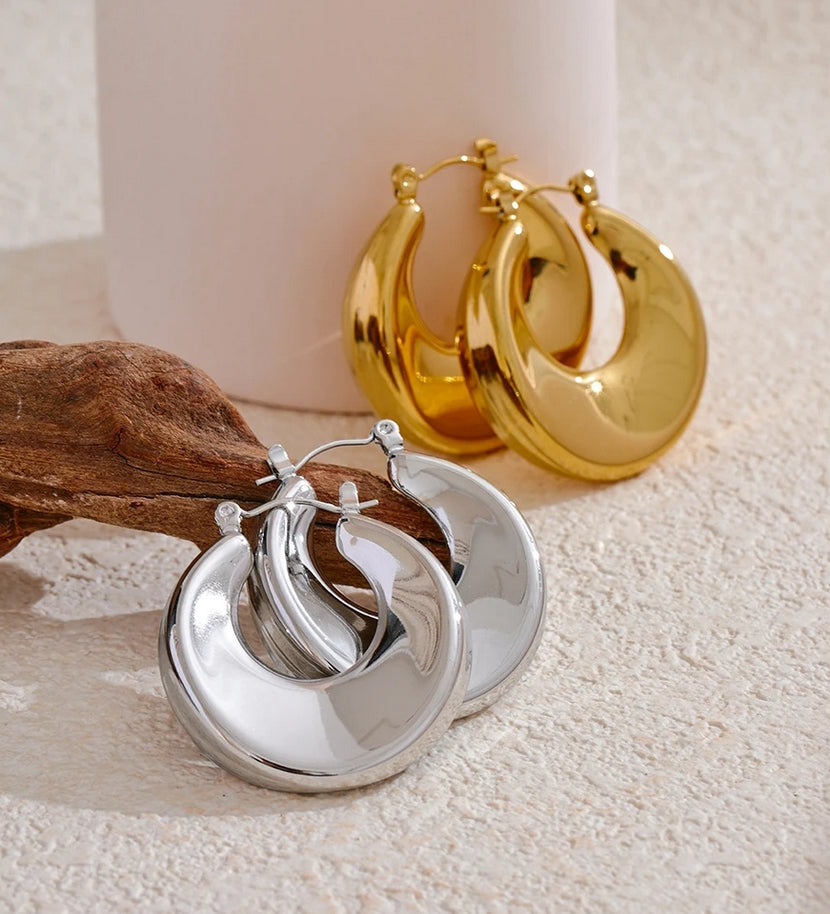 Caved Crescent Hoop Earrings