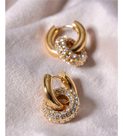 Double Circle CZ Huggie Hoop Earrings