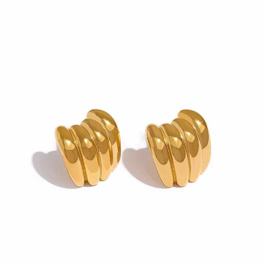 Polished Ridged Studs - Val Royce Jewellery