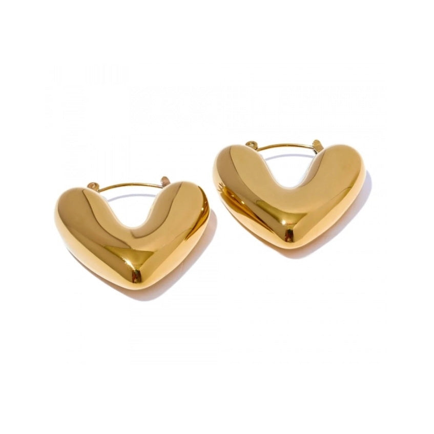 Chunky V Heart Hoop Earrings