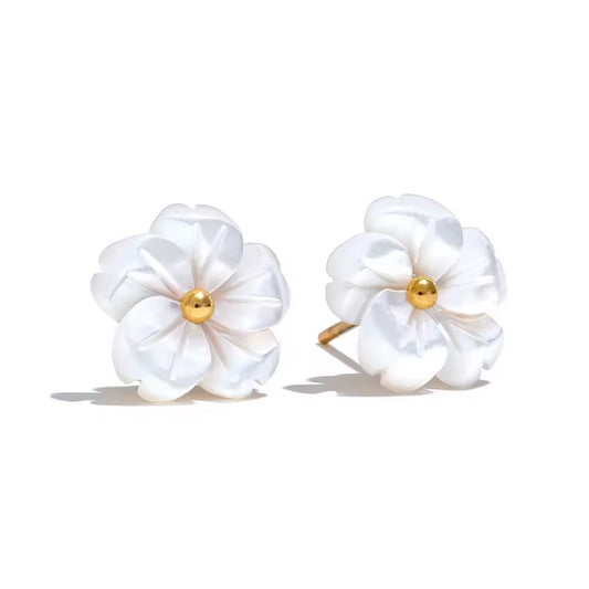 White Jasmine Stud Earrings
