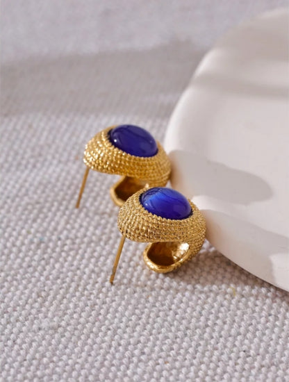 Textured Stone Stud Earrings