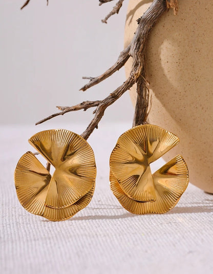 Statement Ridged Flower Stud Earrings