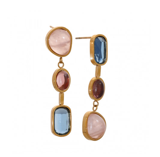 Gemstone Dangle Stud Earrings