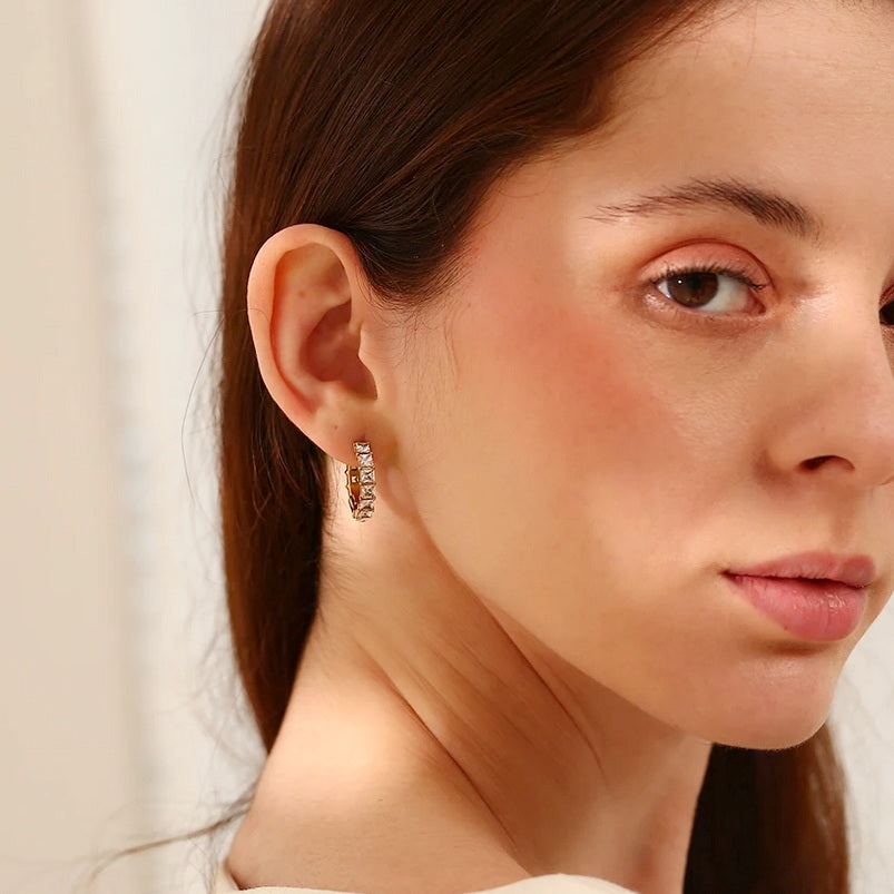 Princess Cut Pavé Hoops