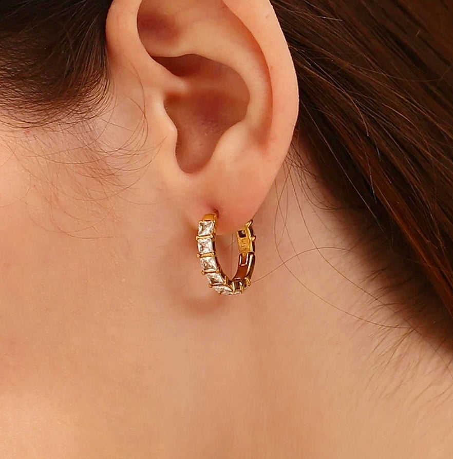 Princess Cut Pavé Hoops