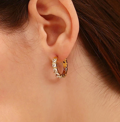 Princess Cut Pavé Hoops