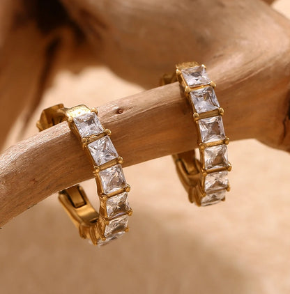 Princess Cut Pavé Hoops
