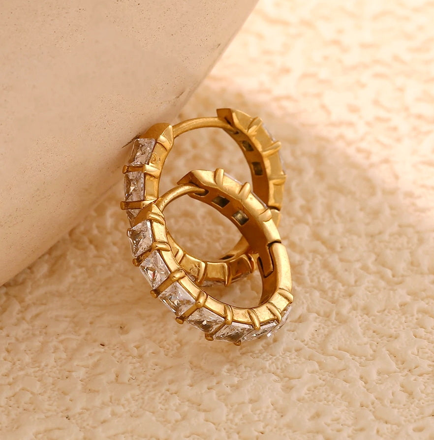 Princess Cut Pavé Hoops