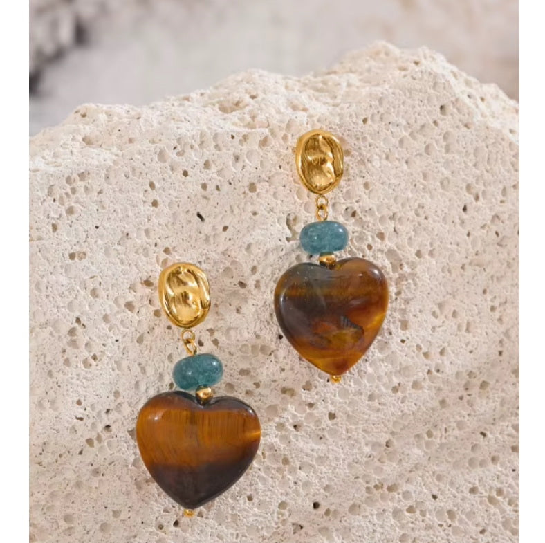Amberstone Heart Earrings