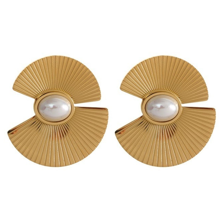 Art Deco Fan Pearl Earrings