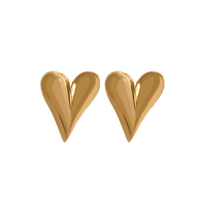 Gold Heart Stud Earrings