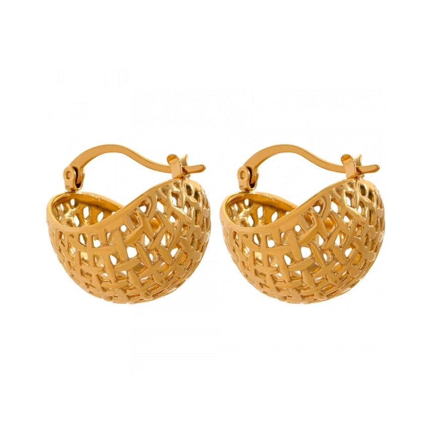 Woven Basket Huggie Earrings