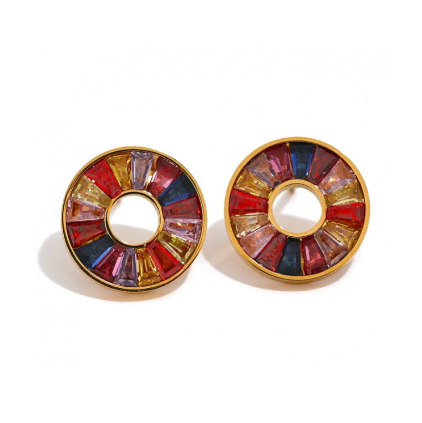 Gem Wheel Stud Earrings