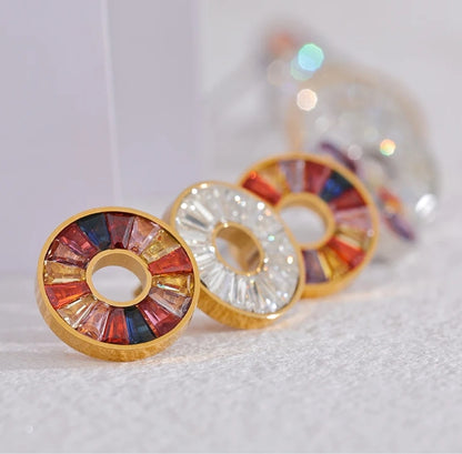 Gem Wheel Stud Earrings