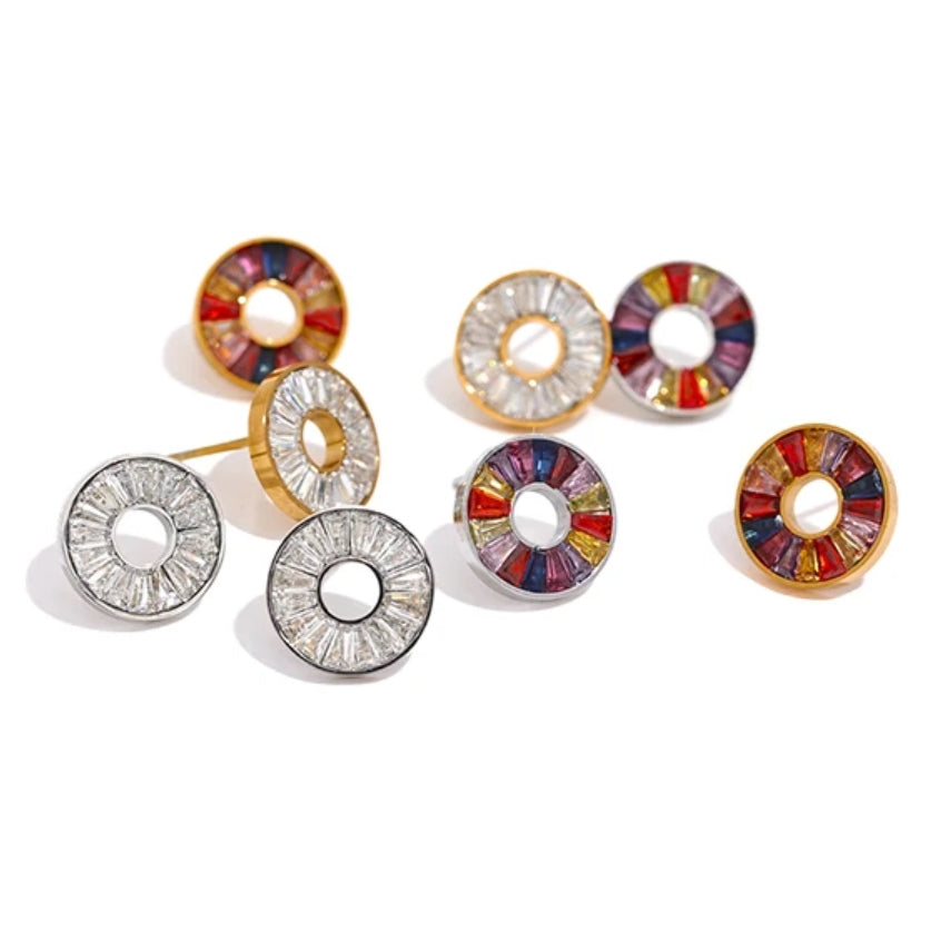 Gem Wheel Stud Earrings