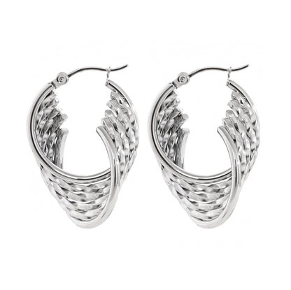 Twist Braided Drop Hoop Earrings