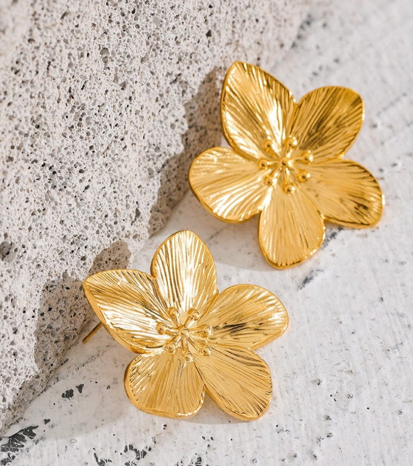 Textured Flower Stud Earrings