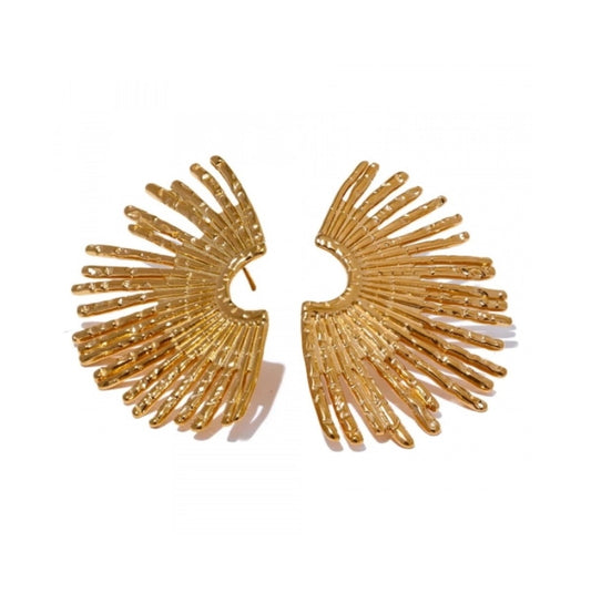 Statement Fringe Fan Stud Earrings