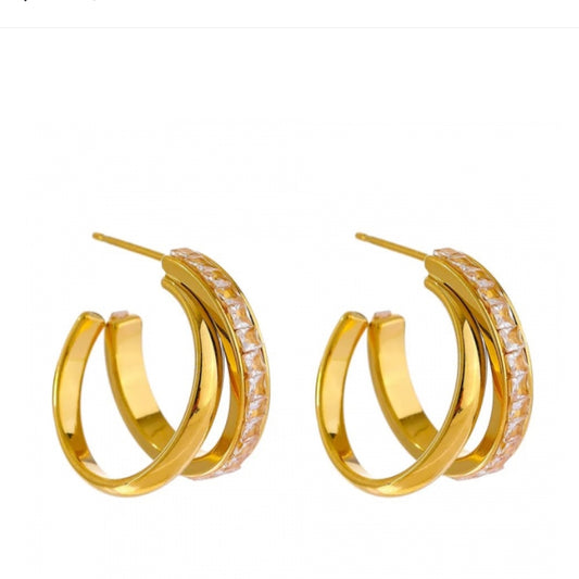 Dual Paved Hoop Earrings